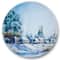 Designart - Small Town In Winter Times - Traditional Metal Circle Wall Art